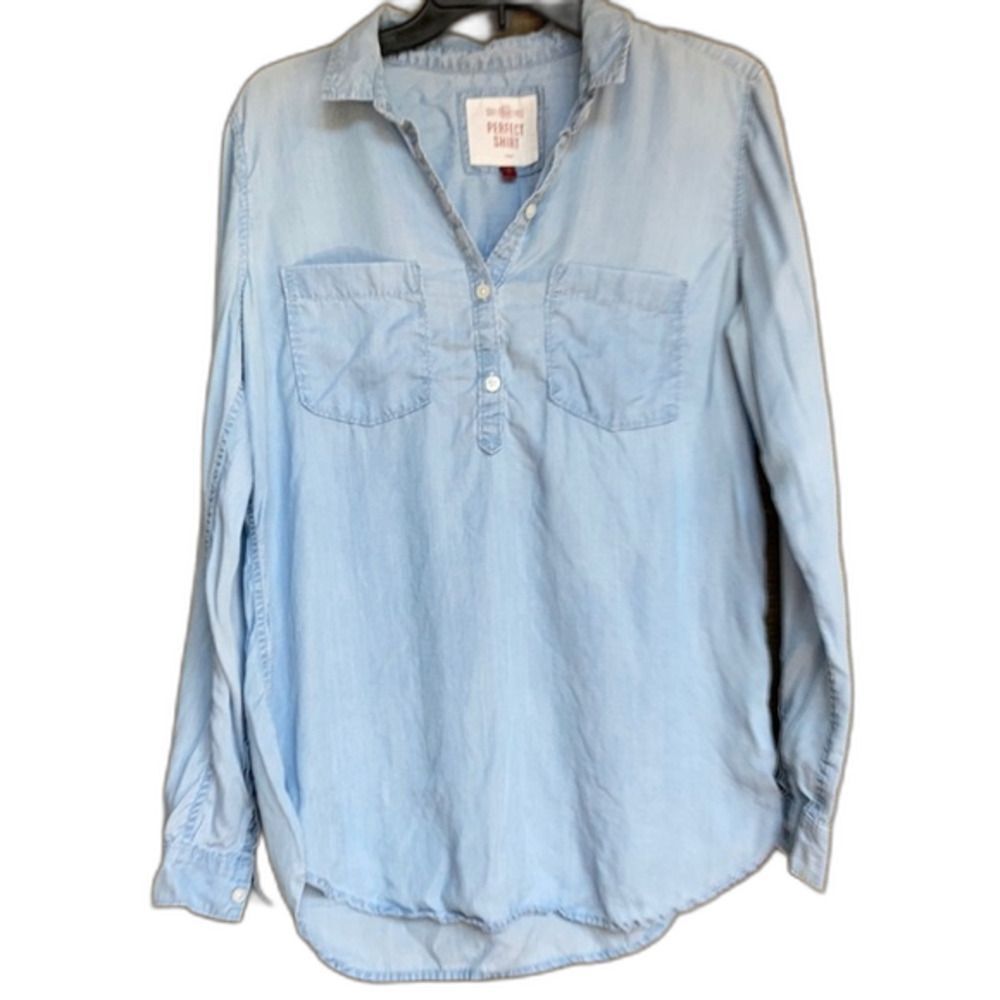SO Light Blue Denim Pullover Blouse